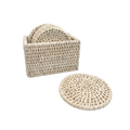 Tabl Rattan Coasters - Set of 6 - White Wash