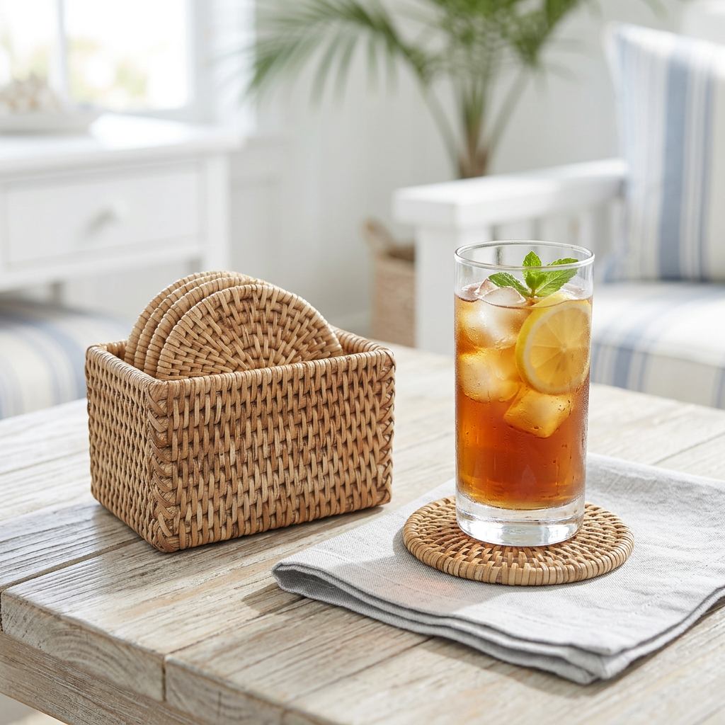Tabl Rattan Coasters - Set of 6 - Natural