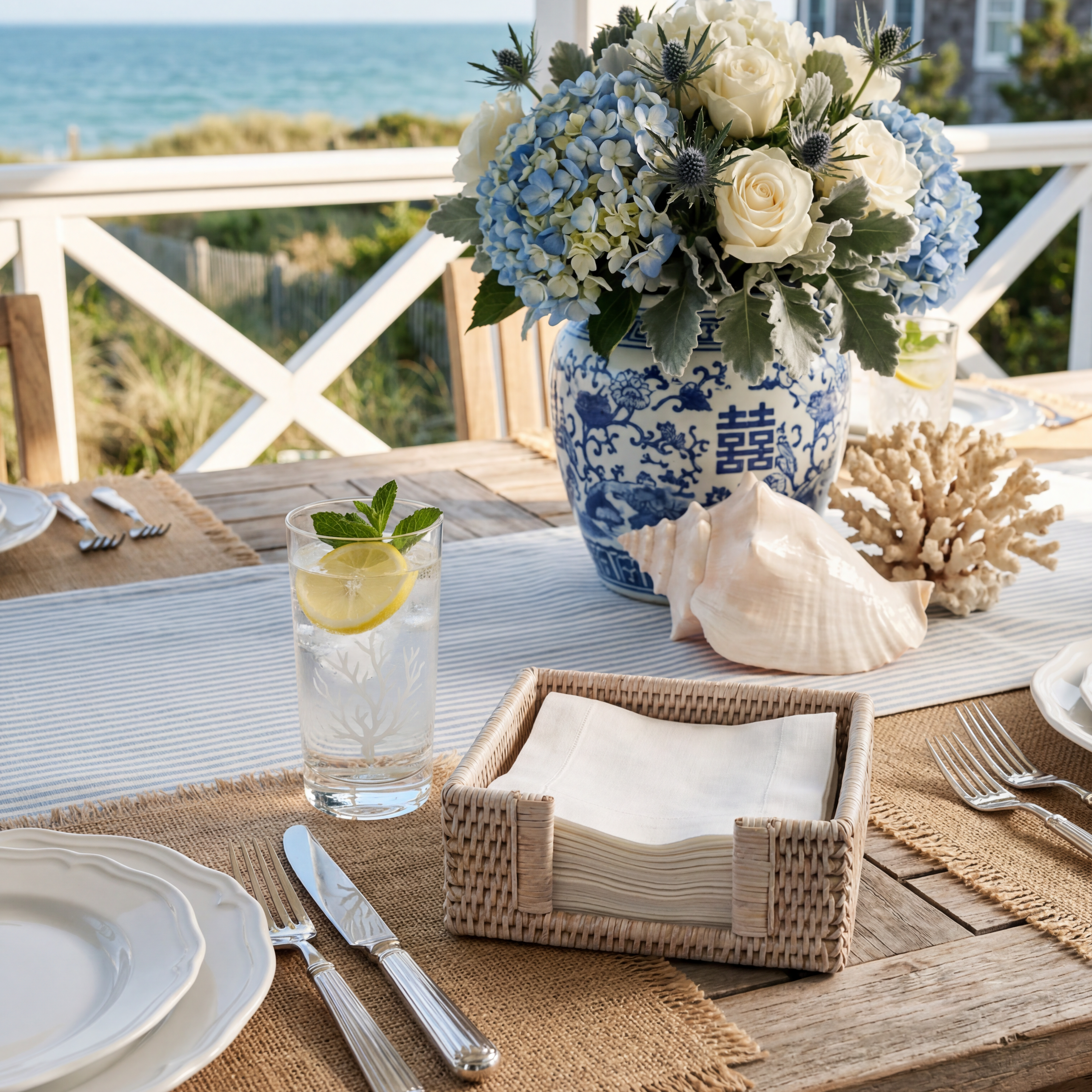 Tabl Rattan Napkin Holder White Wash